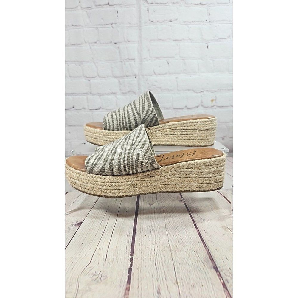 Blowfish Vegan Leigh Espadrille Slip-on Canvas Platform Sandals Women's Size 8.5
